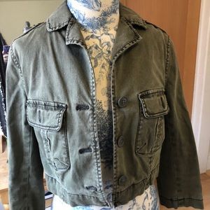 Green Hei Hei Anthropology Cargo Cropped Jacket